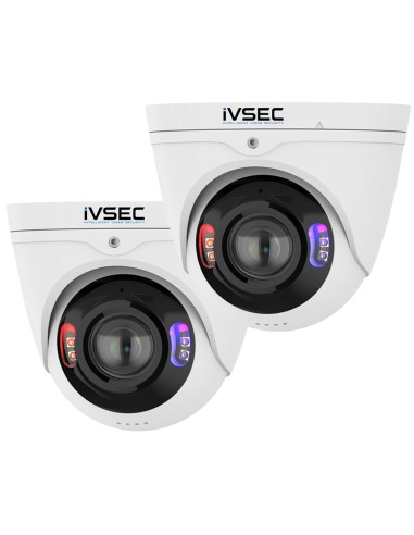 iVSEC 8MP 2-PACK 4K-UHD Panoramic AI 30FPS LED Smart Deterrence IP Camera - IVNC543ADX-2PK