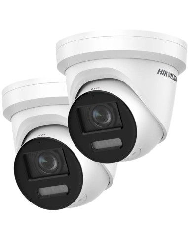 Hikvision 2-PACK 8MP ColorVu Turret White LED Light AcuSense Built-in Mic Speaker 2.8mm - DS-2CD2387G2-LSU/SL-2-2PK