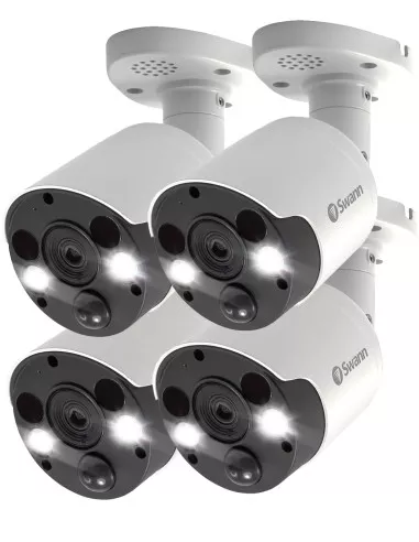 Swann NHD-887MSFB-4PK 4K Spotlight Bullet Security Camera 2-Way Audio IP 4-Pack