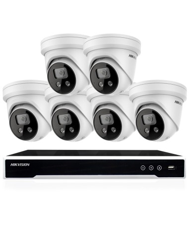 Hikvision 8MP 4K-UHD 8CH NVR 4TB 6x PoE 2.8MM LED Strobe Siren Dome Camera CCTV Kit