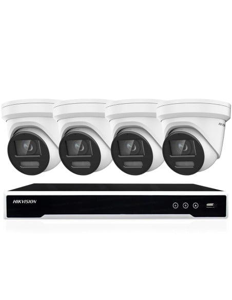 Hikvision 8MP 4K 8Ch 4TB IP NVR 4x ColorVu Turret HIKIT-DS-4C8MP8CH