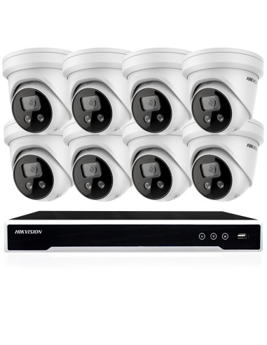 Hikvision 8MP 4K-UHD 8CH NVR 4TB 8x PoE 2.8MM LED Strobe Siren Dome Camera CCTV Kit