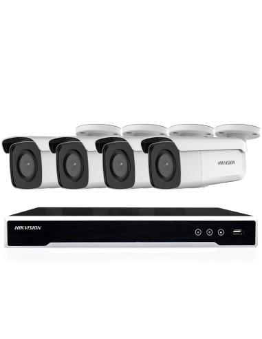 Hikvision 4Ch 4TB NVR 6MP 4x IP Acusense Outdoor 2.8mm CCTV Bullet Kit - HIK46M-4B-386-4T