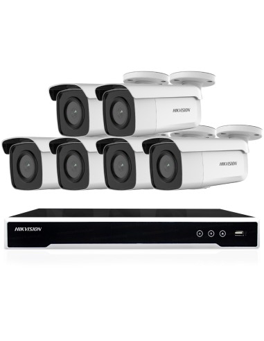 Hikvision 8Ch 4TB NVR 6MP 6x IP Acusense Outdoor 2.8mm CCTV Bullet Kit - HIK86M-6B-386-4T