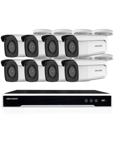 Hikvision 8Ch 4TB NVR 6MP 8x IP Acusense Outdoor 2.8mm CCTV Bullet Kit - HIK86M-8B-386-4T