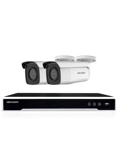 Hikvision 4Ch 4TB NVR 6MP 2x IP Acusense Outdoor 2.8mm CCTV Bullet Kit - HIK46M-2B-386-4T