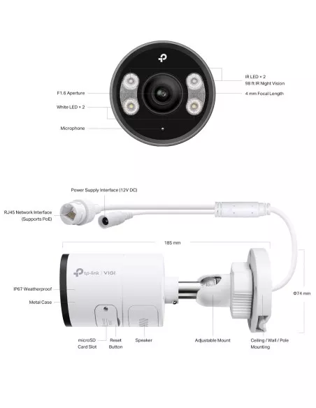 TP-Link VIGI 8MP 4K-UHD Full-Colour Bullet IP VIGI-C385(2.8mm) TP-Link VIGI 8MP 4K-UHD Full-Colour Bullet IP VIGI-C385(2.8mm)