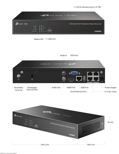 TP-Link VIGI 8MP 4K-UHD VIGI 4 Channel PoE+ VIGI-NVR1004H-4P TP-Link VIGI 8MP 4K-UHD VIGI 4 Channel PoE+ VIGI-NVR1004H-4P