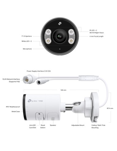 TP-Link VIGI 5MP Super HD Full-Colour Bullet IP VIGI-C355(4mm)