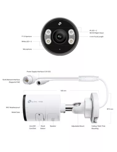 TP-Link VIGI 8MP 4K-UHD Full-Colour Bullet IP VIGI-C385(4mm)