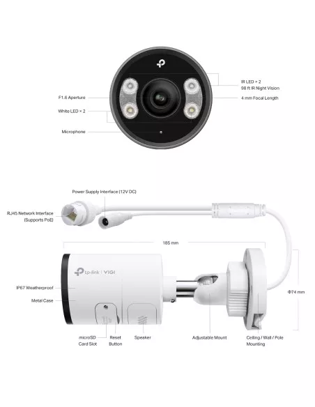 TP-Link VIGI 8MP 4K-UHD Full-Colour Bullet IP VIGI-C385(4mm)