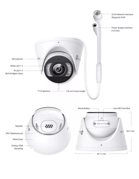 TP-Link VIGI 8MP 8Ch IP NVR Full-Colour 8x Dome VIGI8-C485-8D TP-Link VIGI 8MP 8Ch IP NVR Full-Colour 8x Dome VIGI8-C485-8D