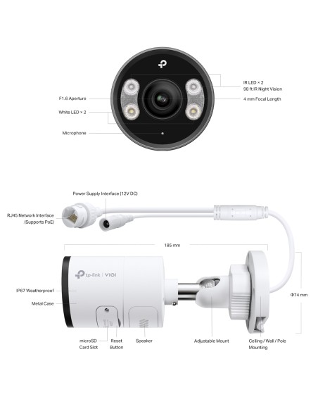 TP-Link VIGI 5MP 8Ch IP NVR 2TB Full-Colour 4x VIGI8-C355-4B
