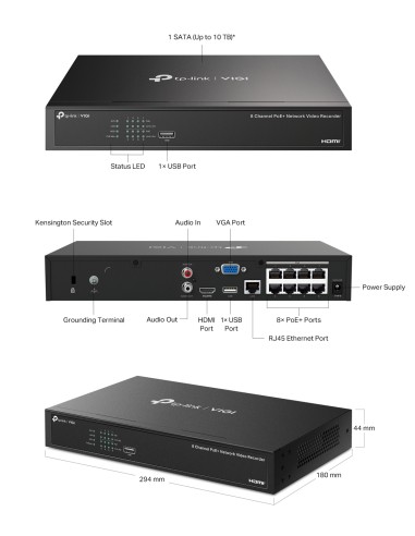 TP-Link VIGI 5MP 8Ch IP NVR 2TB Full-Colour 6x VIGI8-C355-6B