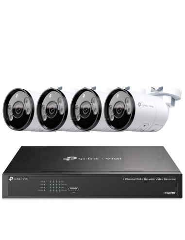 TP-Link VIGI 8MP 8Ch IP NVR 2TB Full-Colour 4x Bullet Camera Kit - VIGI8-C385-4B