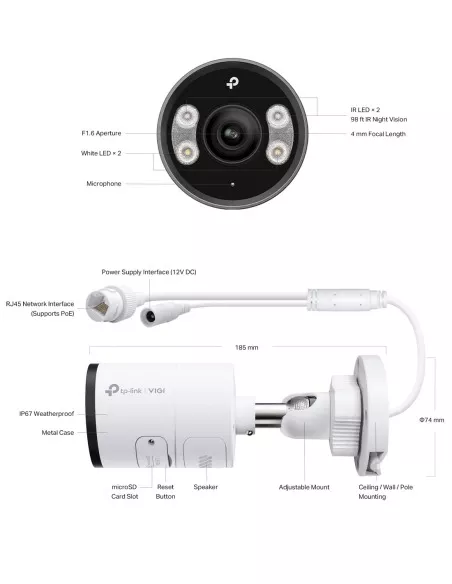 TP-Link VIGI 8MP 8Ch IP NVR 2TB Full-Colour 6x VIGI8-C385-6B