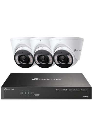 TP-Link VIGI 5MP Super HD 4Ch IP NVR 2TB Full-Colour 3 Dome Camera Kit - PRO-SERIES VIGI4-C455-3D