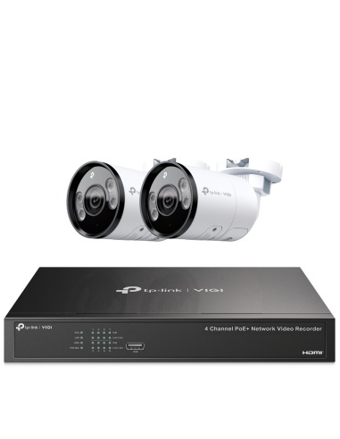 TP-Link VIGI 8MP 4K-UHD 4Ch IP NVR 2TB Full-Colour 2 Bullet Camera Kit - PRO-SERIES VIGI4-C385-2B