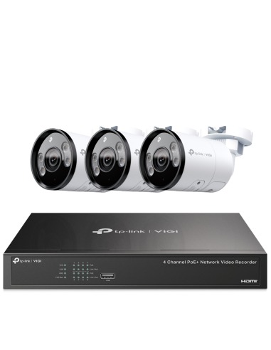 TP-Link VIGI 5MP Super HD 4Ch IP NVR 2TB Full-Colour 3 Bullet Camera Kit - PRO-SERIES VIGI4-C355-3B