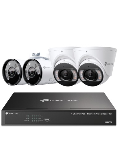 TP-Link VIGI 8MP 8Ch IP NVR 2TB Full-Colour 2x Dome & 2x Bullet Camera Kit - VIGI8-C85-2D2B