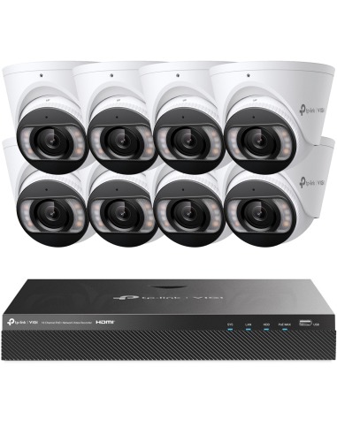 TP-Link VIGI 8MP 4K-UHD 16 Channel IP NVR 4TB Full-Colour 8 Dome Camera Kit - VIGI16-C485-8D