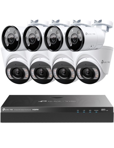 TP-Link VIGI 8MP 4K-UHD 16 Channel IP NVR 4TB Full-Colour x4 Dome & x4 Bullet Camera Kit - VIGI16-C85-4D4B