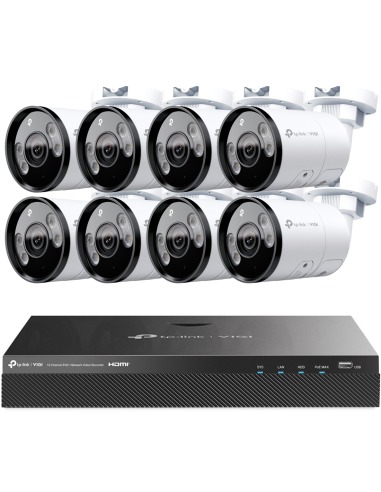 TP-Link VIGI 8MP 4K-UHD 16 Channel IP NVR 4TB Full-Colour 8 Bullet Camera Kit - VIGI16-C385-8B