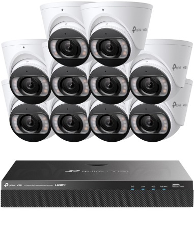 TP-Link VIGI 8MP 4K-UHD 16 Channel IP NVR 4TB Full-Colour 10 Dome Camera Kit - VIGI16-C485-10D