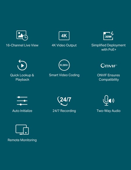TP-Link VIGI 8MP 4K-UHD 16 Channel IP NVR 4TB VIGI16-C385-10B TP-Link VIGI 8MP 4K-UHD 16 Channel IP NVR 4TB VIGI16-C385-10B