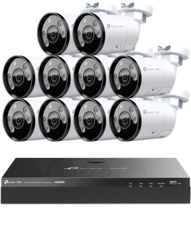 TP-Link VIGI 8MP 4K-UHD 16 Channel IP NVR 4TB Full-Colour 10 Bullet Camera Kit - VIGI16-C385-10B