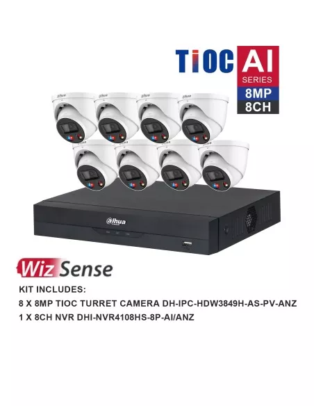 Dahua WizSense AI TiOC 8 Channel 4K Kit 8x 8MP DH-K8088TIOC