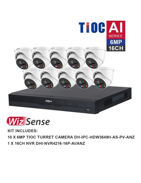 Dahua WizSense AI TiOC 16 Channel Kit 10x 6MP DH-K61610TIOC