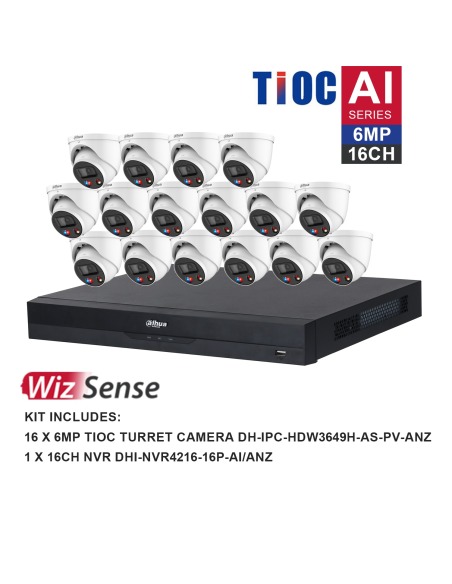 Dahua WizSense AI TiOC 16 Channel Kit 16x 6MP DH-K61616TIOC Dahua WizSense AI TiOC 16 Channel Kit 16x 6MP DH-K61616TIOC