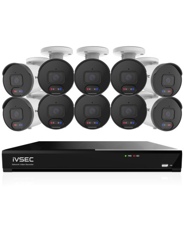 IVSEC 12MP 6K AI 4TB 16CH 10x1250B Bullet Cameras UHD NVR CCTV Security System (16x10)