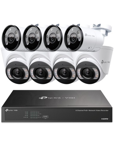 TP-Link VIGI 5MP 8Ch IP NVR 2TB Full-Colour Full-Colour 4x Dome & 4x Bullet Camera Kit - VIGI8-C3455-4D4B