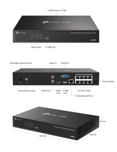 TP-Link VIGI 8MP 8Ch IP NVR 2TB Full-Colour 4x VIGI8-C3485-4D4B