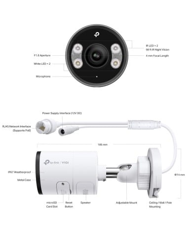 TP-Link VIGI 8MP 8Ch IP NVR 2TB Full-Colour 4x VIGI8-C3485-4D4B