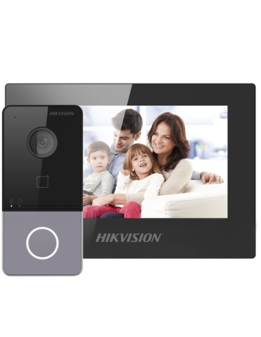 Hikvision DS-KIS605-P IP Video Intercom Kit with 2MP HD Camera, 7" Touch Screen, WiFi, PoE, and Remote Access