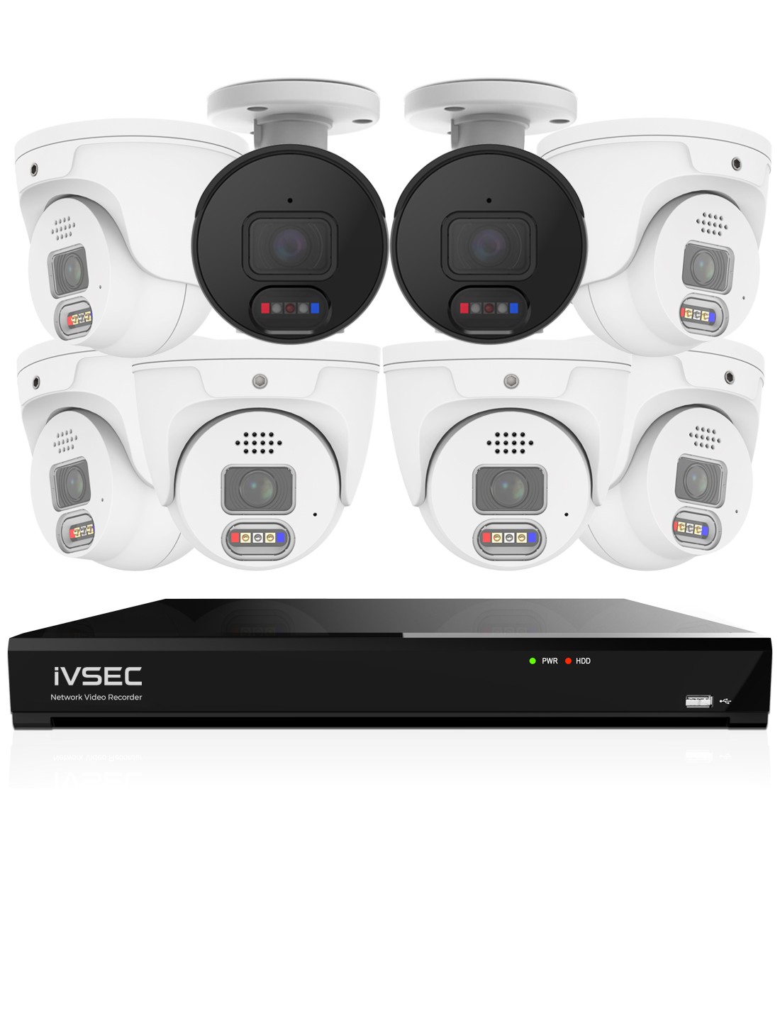 IVSEC 8MP 4K AI 2TB 8CH 6x850D + 2x850B Cameras IVK8L-8506D2B-DL