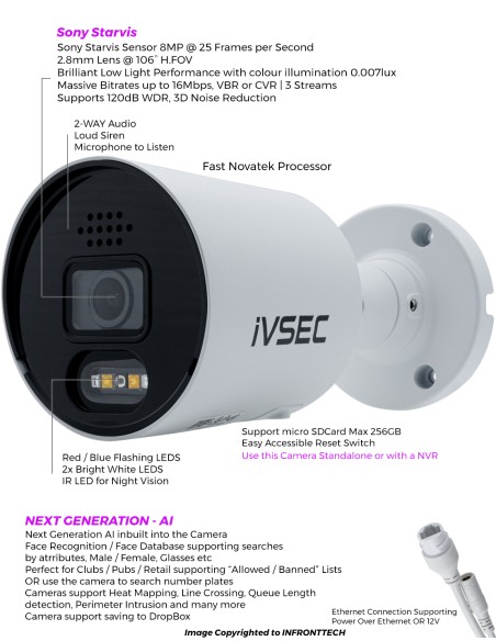 IVSEC PRO 8MP 4K PRO-AI 2TB 8CH 6x880B Cam 25fps IVK8P-8806B-DL
