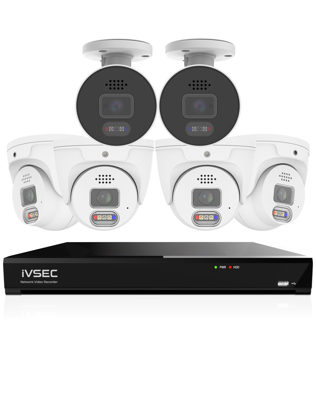 IVSEC PRO 8MP 4K PRO-AI 2TB 8CH 4xDome+2xBullet IVK8P-8804D2B-DL