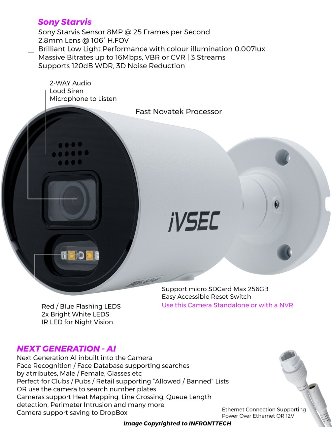 IVSEC PRO 8MP 4K PRO-AI 2TB 8CH 8xBullet Cam IVK8P-8808B-DL