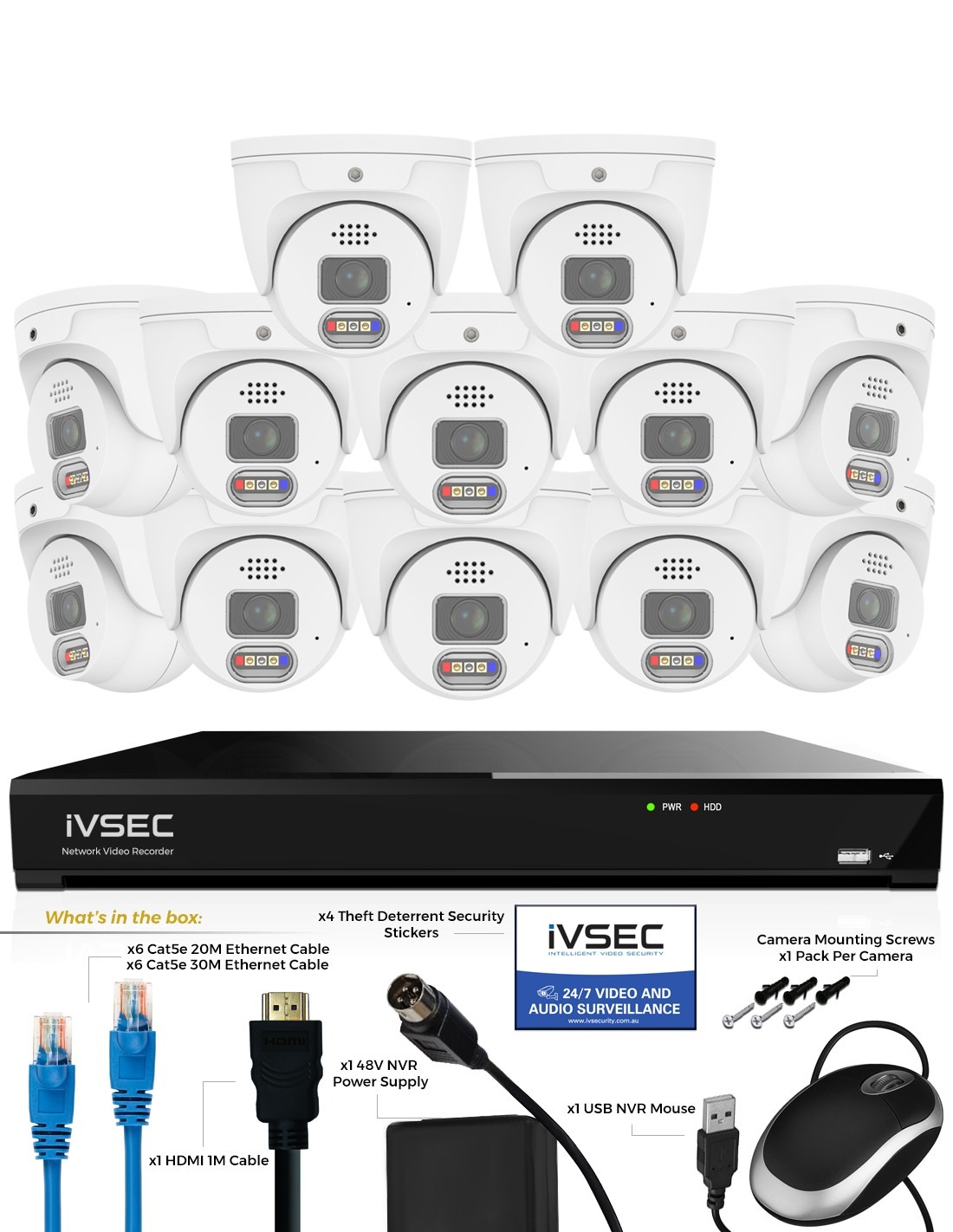 IVSEC 12MP 6K-UHD AI 4TB 16CH 12x Dome Cameras IP IVK16L-125012D-DL