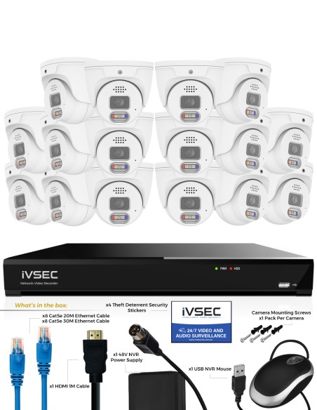 IVSEC 8MP 4K-UHD AI 4TB 16CH 16x Dome Cameras IP IVK16L-85016D-DL