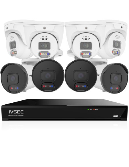 IVSEC 8MP 4K-UHD AI 2TB 8CH 4x Bullet + 4xDome IVK8L-8504B4D-DL
