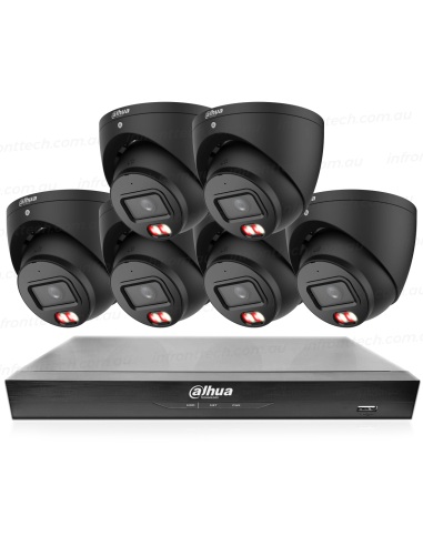 Dahua Black AcuPick AI 8-Channel 4K Kit with 6x 8MP Dual Light Cameras (HDW3867EM-S-IL-ANZ-BLK) & NVR (NVR4108HS-8P-AI/ANZ)