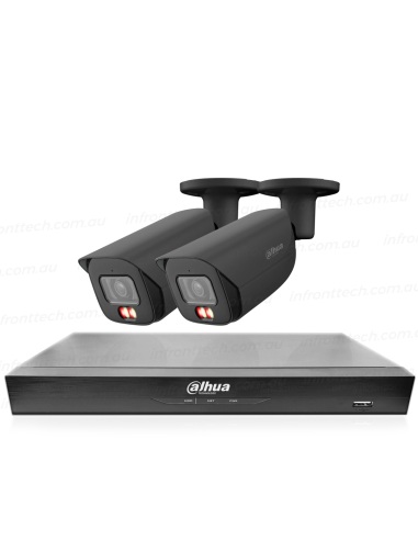 Dahua Black AcuPick AI 4-Channel 4K Kit with 2x 8MP Dual Light Cameras (HFW3867E-AS-IL-ANZ-BLK) & NVR (NVR4104HS-4P-AI/ANZ)