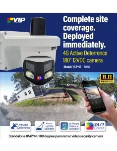 VIP Vision 4G 180° 12VDC 4K Active Deterrence Remote Site VSIPKIT-1804G 2