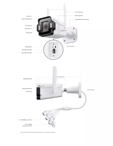 TP-Link VIGI 4MP 4G Outdoor Full-Colour Bullet InSight-S345-4G