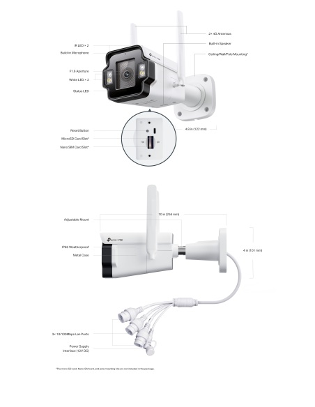 VIGI 4MP Outdoor Full-Colour 4G Bullet Network InSight-S345-4G